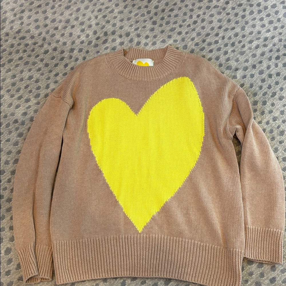Kerri Rosenthal Beige Sweater with Yellow Heart